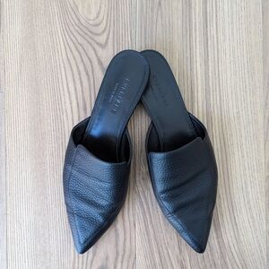 Everlane Black Leather Pointed Mules